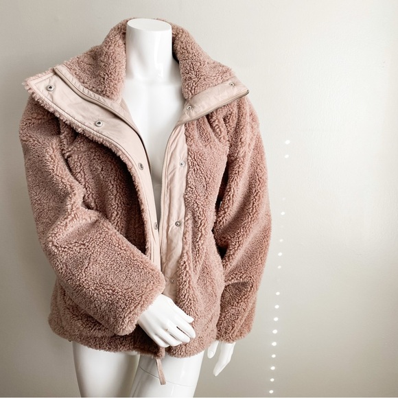 Abercrombie Fitch Soft A&F Collection Tan Teddy Jacket Sherpa Coat Oversized M - Picture 5 of 9